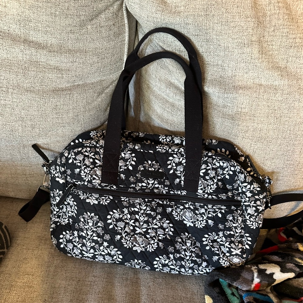 $50 black and white Vera Bradley Medium Traveler Bag. BARELY USED maybe 2 times